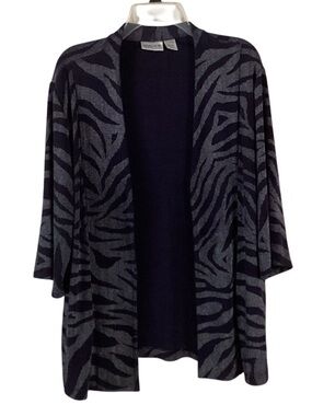 Chico’s Travelers Zebra Print Open Front Tunic Cardigan XL